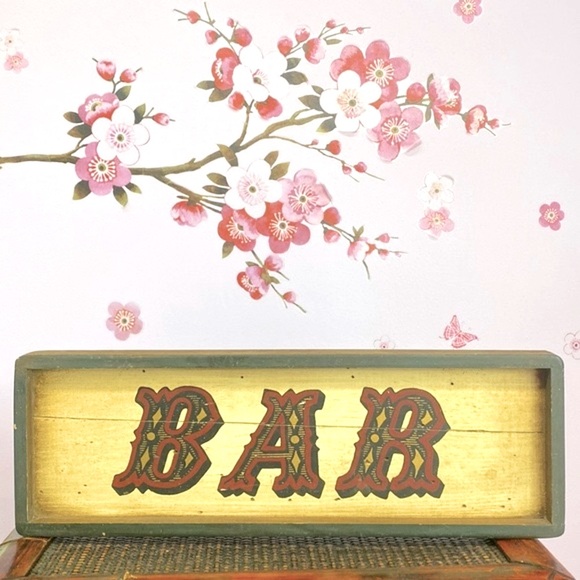 Vintage Hand Crafted by Stars & Stripes Wooden "BAR" Sign Wall Table House Decor - Picture 3 of 10